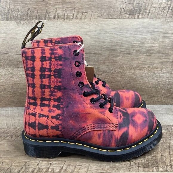Dr Martens Pascal Tie Dye Pink Purple Air Ware Docs Combat Boots Womens Sz 5 NEW - Picture 3 of 10